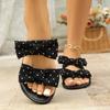 Women's Bow Flat Slide Sandals - Korean Style Summer Slippers for Outdoor, Wide Width Casual Beach Flip Flops with Non-Slip Sole
