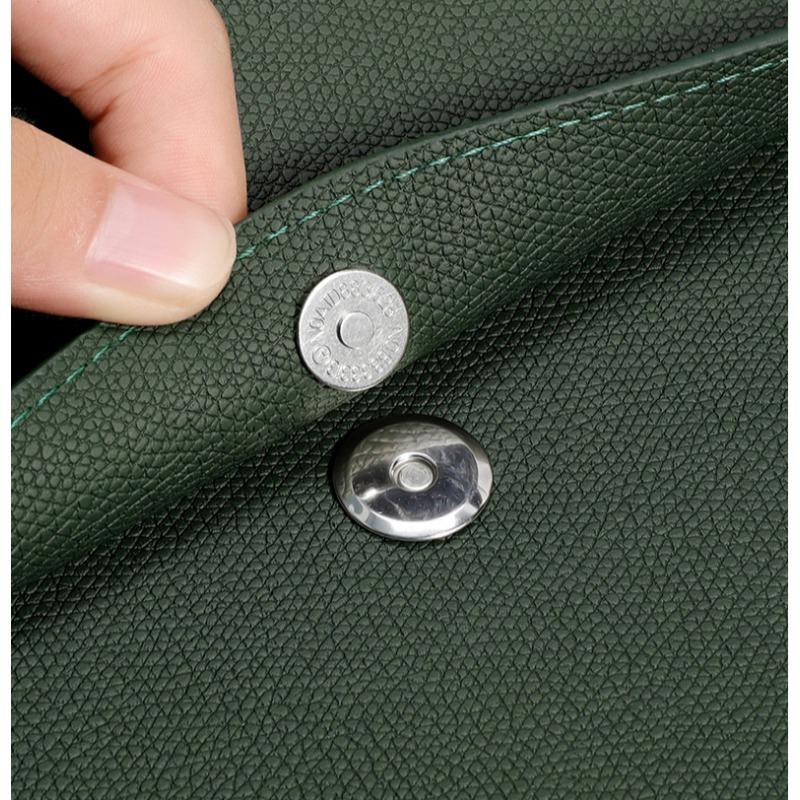 1PC Fashion A4 Leather Document Bag High-end Document Bag Information Bag Waterproof Business Office Snap Buckle Thickened Storage Bag