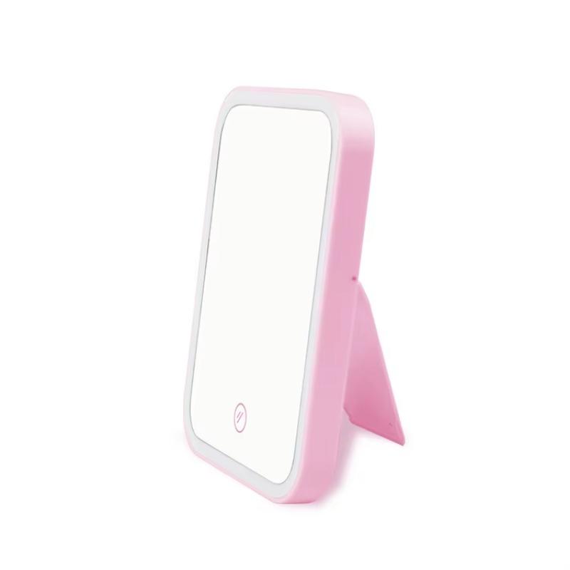 

Светильник с сенсорным экраном, прямоугольный, для зарядки макияжа, салон красоты, регулируемая яркость, портативный настольный светодиодный светильник для макияжа розовый
