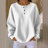 Women's Long Sleeve V-Neck Button Detail Waffle Knit Top
