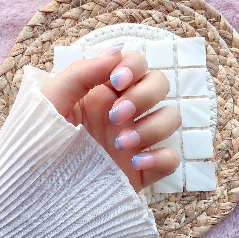 

Youduo Translucent Pink & Blue Removable Press-On Nails