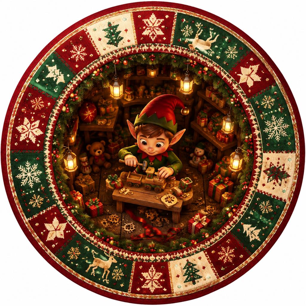 Christmas Patterned Flat-Weave Rug 3D Visual Bedroom And Living Room Easy-To-Clean Sofa Coffee Table Blanket Home Decor