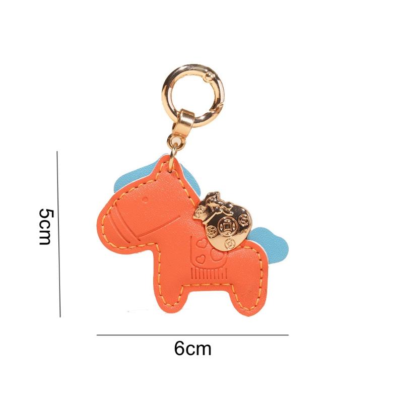Mehrfarbiges Handgepäck Geldtasche Pu Pferde Schlüsselanhänger Pu Leder Auto Schlüsselanhänger Pu Leder Anhänger Cartoon Tier Tasche Anhänger Frauen