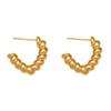 Qiong Yao French-Style C-Shaped Cable Knit Hoop Earrings - Versatile European and American INS Style Ear Jewelry for Women.