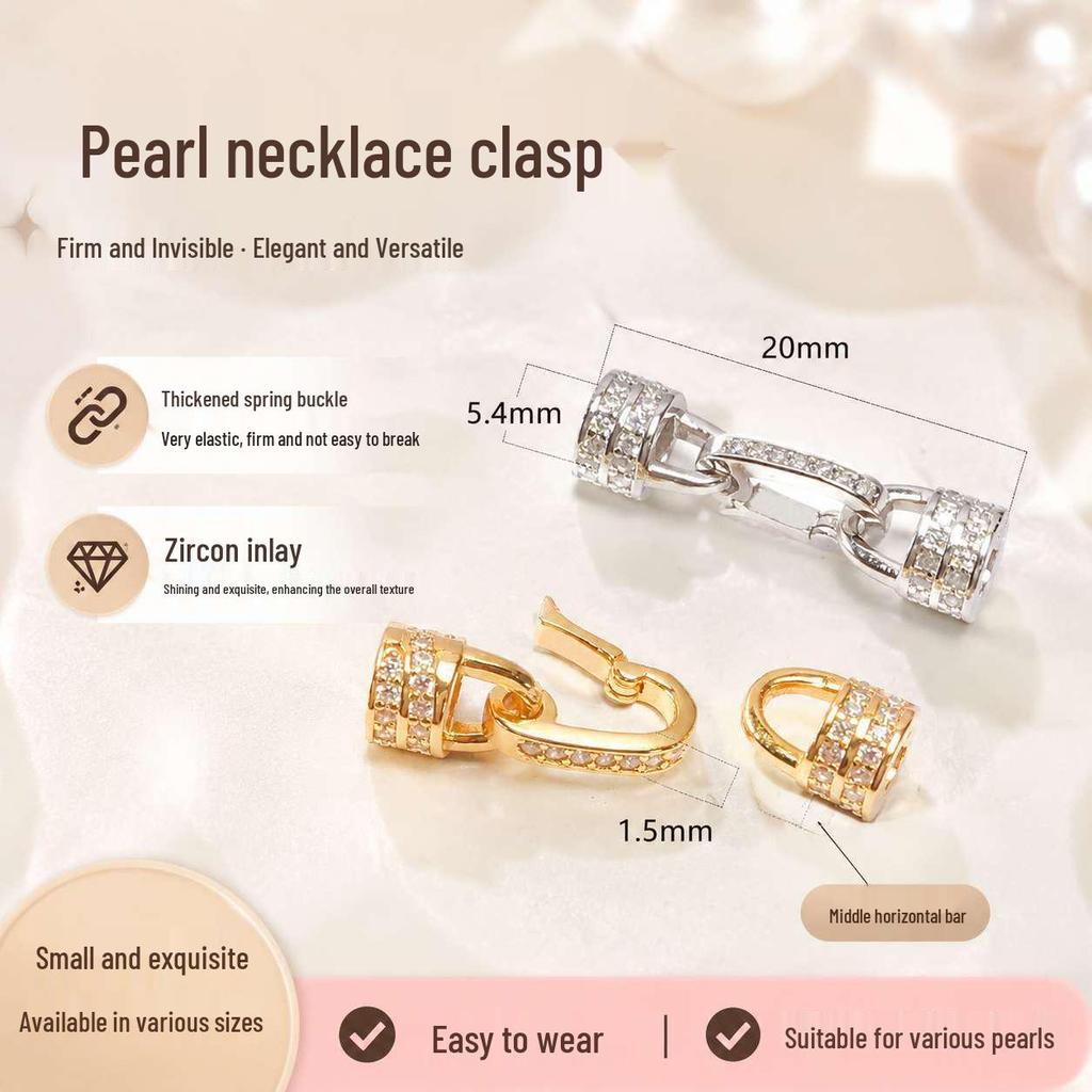 Gold Sand Moissanite Pearl Necklace Clasp & DIY Bracelet Connector Buckle for Women