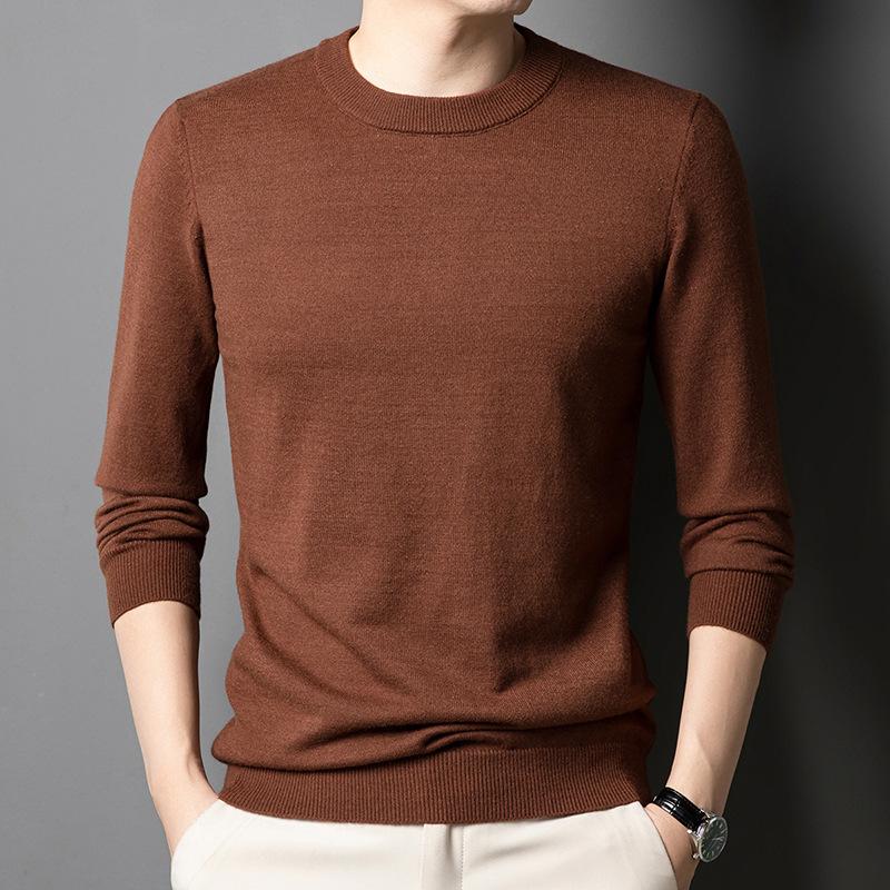 Spring and Autumn Men's Sweater Premium Sense Crew Neck Casual Versatile Business Men's Bottom T-Shirt