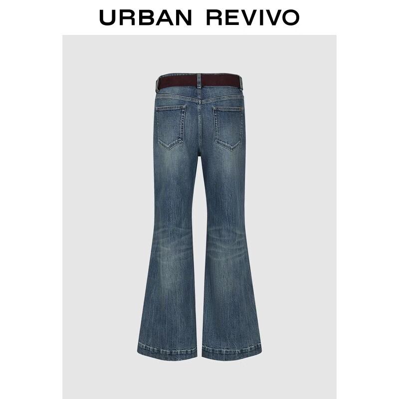 UR2026 Women s Belted Washed Flare Jeans 29