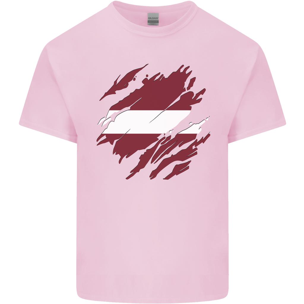 Torn Latvia Flag Latvian Day Football Unisexs Light Cotton Tshirt