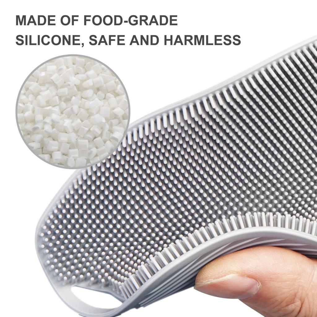 Exfoliating Silicone Brush Cleanser No Slip Handle Body Scrubber Clean Tools Bath Black Brush Massage Skin Bathroom Accessories