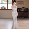 Sequined Evening Dress Dress, High-end Sense, Light Luxury, Niche and Beautiful Fishtail Dress 1011 New Host Performance Clothes