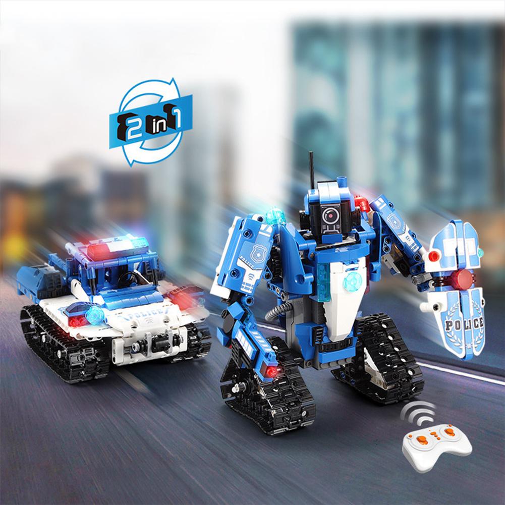 Assembled Building Blocks Remote Control Car Toys 2-in-1 Deformation Robot + Vehicle Model Holiday Gifts For Boys Children