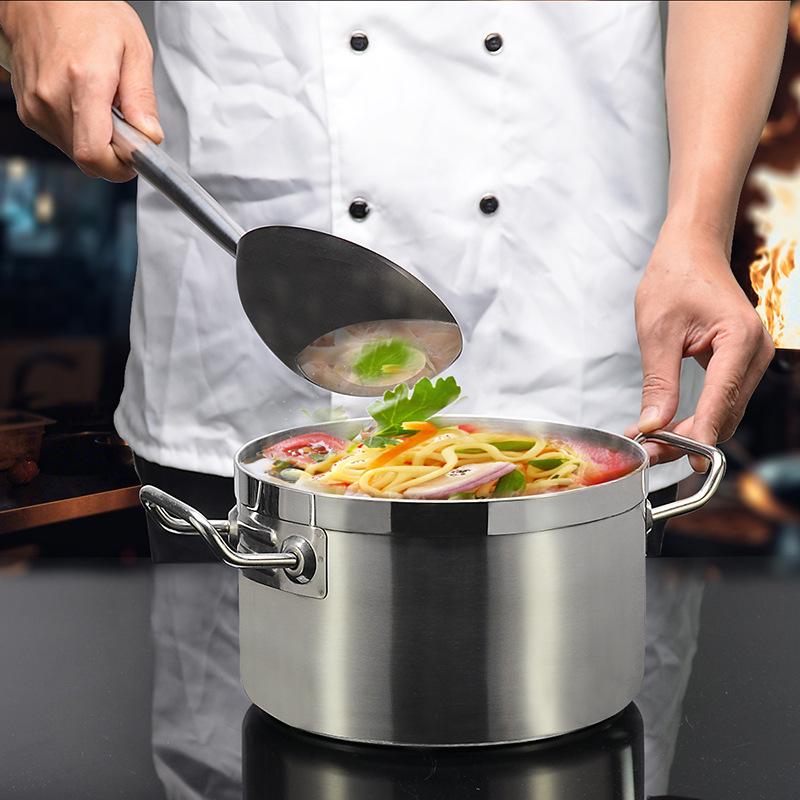 Thickened Large Capacity Stainless Steel Stock Pot with Lid and Double Ears