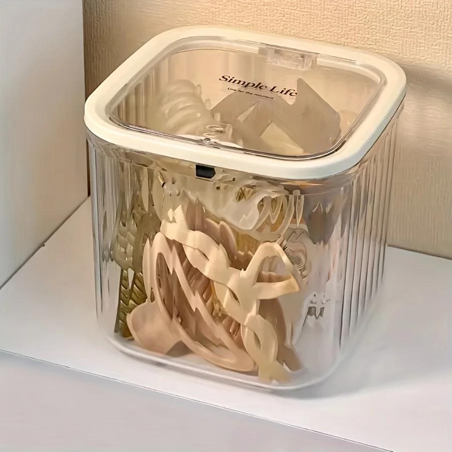 Clear Hair Accessories Organizer Storage Box Hair Tie Organizer for Headband Bows Hair Clip Cotton Swab Organization with Lid