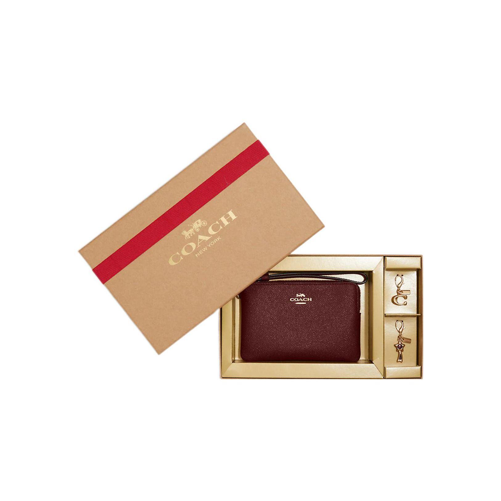 

Coach Corner Zip 16 Gift Box Solid Color Zipper Leather Clutch Wristlet Mini Women clutch Cherry-Red CF547-IMBCY Basic Set (Bag+Dust Bag)