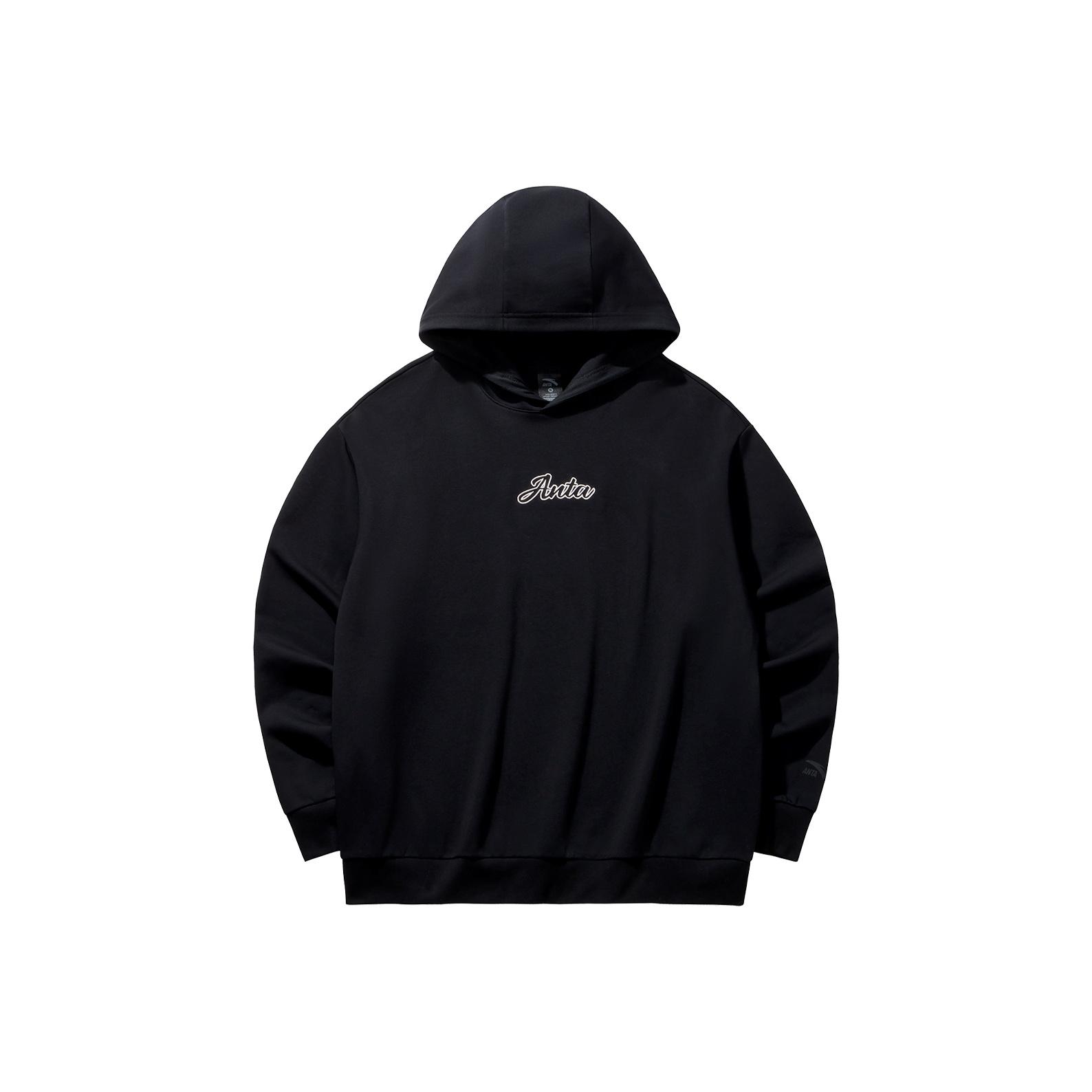 Anta Casual Series Letter Embroidered Hooded Knit Sweatshirt Basic Black Unisex 972618705-5 M