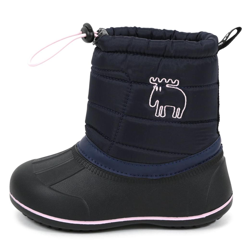 Mozu Bean Down Boots with Inner Boa and Elastic Cuffs, Winter Boots, Kids' Size, Navy, 16.0 Cm