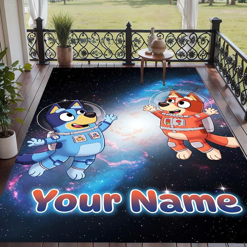 Custom Text Printed Rug Bluey Non Slip Floor Carpet For Home Room Decor
