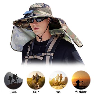 Solar Fan Hat with Neck Flap Outdoor Fishing Hat Fisherman Hat for Men Outdoor Camping Fishing Hiking
