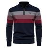 Gant Høst og Vinter Broderi Ny Herre Halv Glidelås Herre Genser Pullover Stripet Lappeteppe Genser