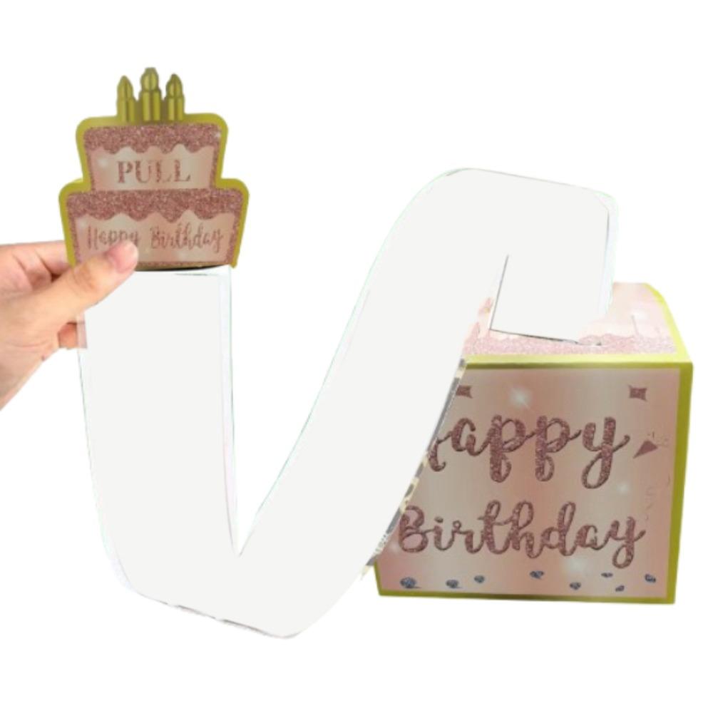 

Funny Birthday Cash Gift Box with Cake Card Pumping Money Box Birthday Money Box Kids Party Gift L розовый