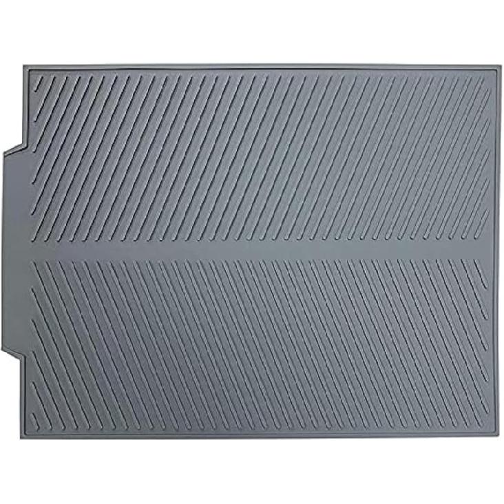 Silicone Dish Drying MatBuilt-in Drain Lip, Easy Clean Reusable Sink Mat, Flexible Heat-resistant Dish Drain Kitchen Counter, Eco-friendly Hot Pot Grey-slope