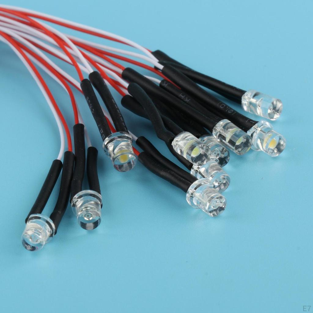 10 3mm 3V Pre-wired Bulbs for Model Railway Accessories, Sandboxes