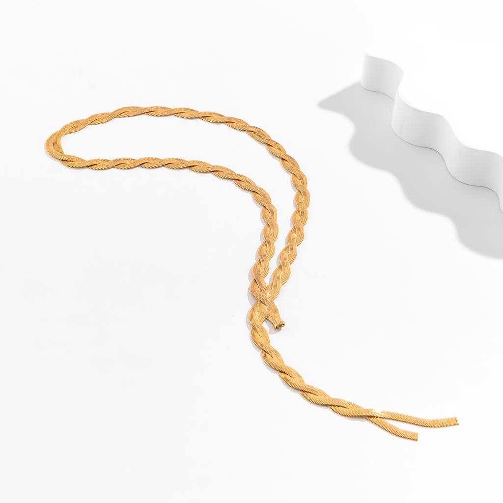 Ingemark Sexy Einzigartig Verdreht Flach Schlangen-Langketten-Halskette für Damen Vintage Geflecht Brust-Glieder-Choker Hals Schmuck Zubehör