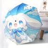 Kawaii,Rabbit Automatic Folding Umbrella Simple 8 Rib Design, Bright Cartoon Pattern, Durable Iron Frame, Suitable For Travel, Outdoor, Beac