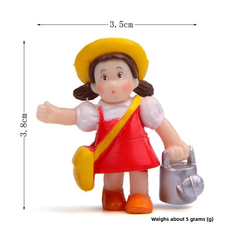 My Totoro Neighbor Anime Character Raincoat Holding Kettle Girl Model Ornament
