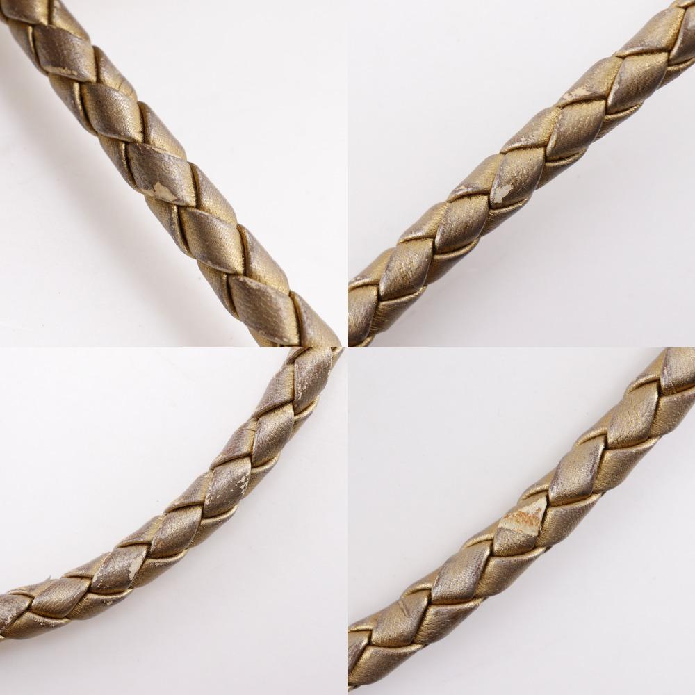 BOTTEGAVENETA Intrecciato Shoulder Bag Gold Calfskin Women Used