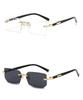 Trendy Rimless Rectangle Sunglasses Frameless Fashion Shades Punk Sunglasses Gradient Men Women UV400 Eyewear Driving