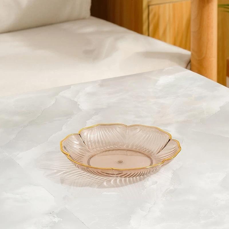 Klare Plastik Dessertteller Goldrand Blumenmuster Für Nachmittagstee Snack Kuchen Täglichen Gebrauch