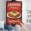 Vintage Italian Pasta Tin Sign  Retro Lasagna Bolognese Kitchen Decor with Red Background HeavyDuty Metal Wall Art Plaque Fo