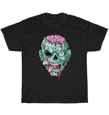Funny Zombie Face Brain Halloween Party Scary Zombies T-Shirt Unisex Tee Gift