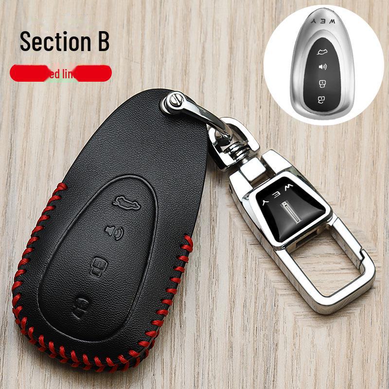 Чехол для ключа Great Wall Weipai Wey для Mocha Latte - Синяя Гора Премиальный Автоаксессуар Single keychain, Wei style B classic embossing