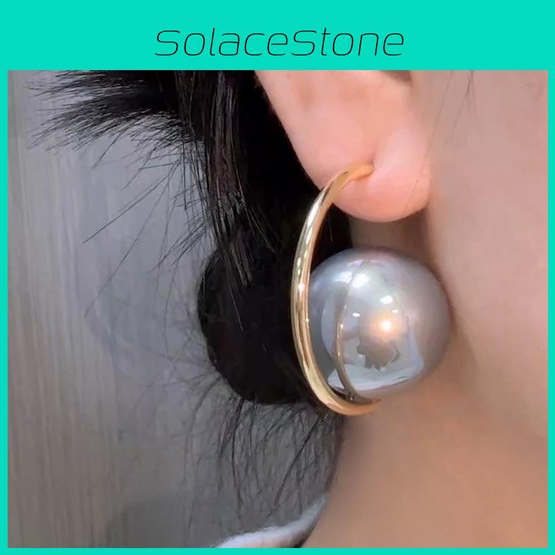 Chic Retro Pearl Earrings Sophisticated Cold Tone Statement Earrings For Ladies