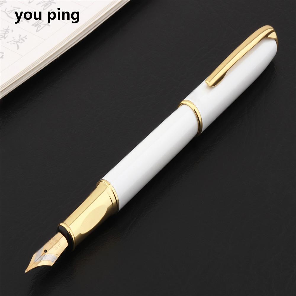 High Quality 7023 White Student office Medium Nib fountain pen ink school supplies