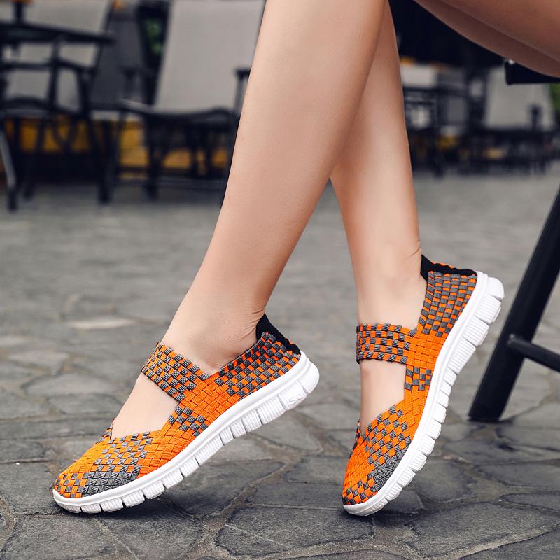Women's Casual Running Breathable Knitted Mesh Fabric Dance Sneaker Shoes