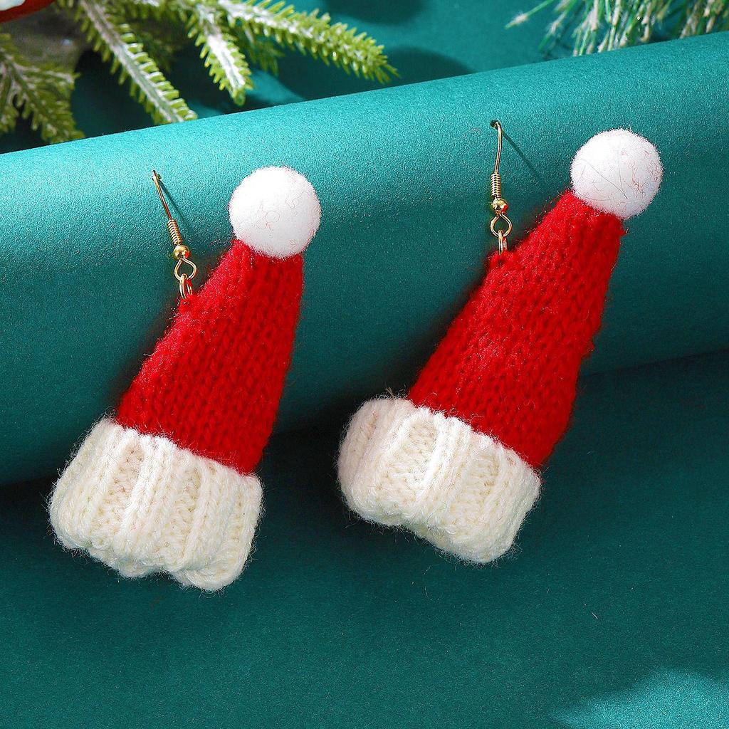 Chic Autumn/Winter European-American Style Knit Wool Hat & Scarf with Sweet Fur Ball Earrings