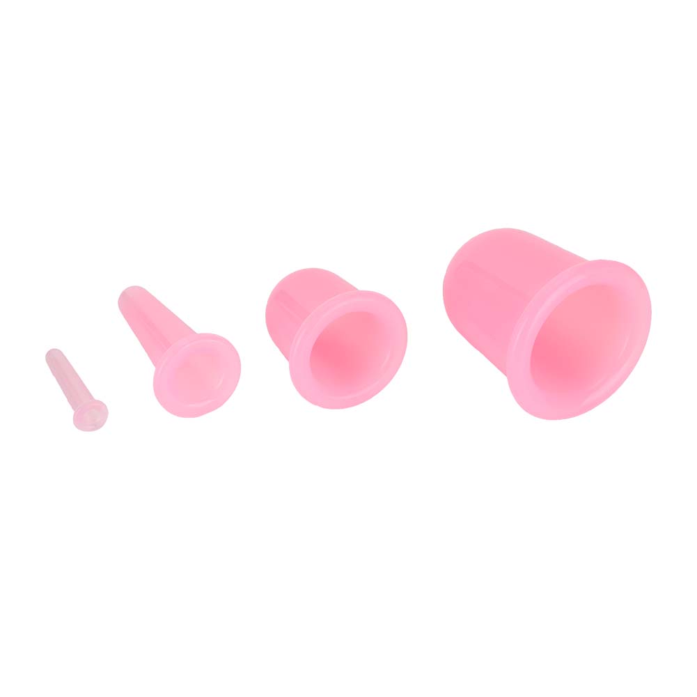 4Pcs Cupping Cup Vacuum Body Massage Helper Anti Cellulite Silicone Health Care ToolPink