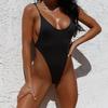 Women Solid Color Sexy Backless One Piece Beach Swimsuit