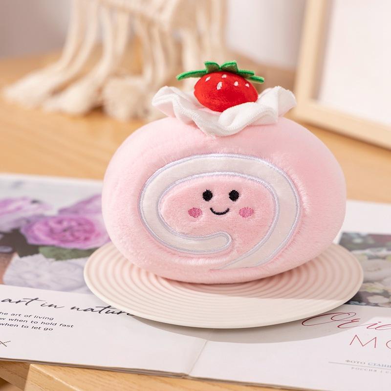 Cartoon Cute Swiss Roll Strawberry Cake Doll Plush Toy Soft Girl Heart Gift Ornament