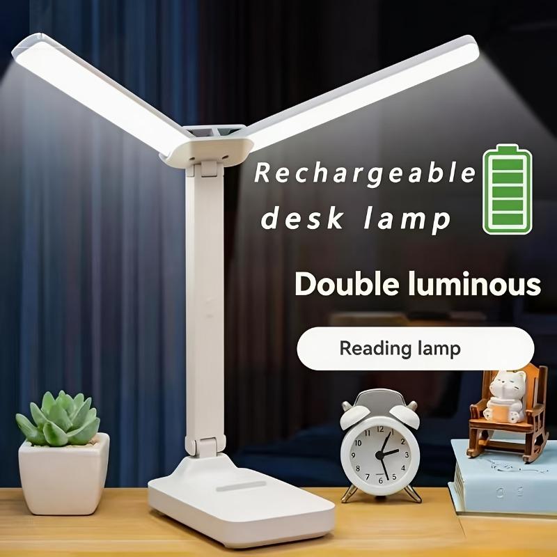 Foldable dual head LED eye protection study desk lamp