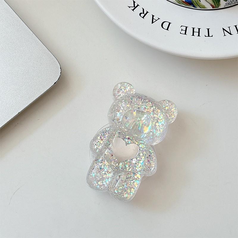 

Bear Mobile Phone Airbag Holder Pasted With Creative Sequins Caring Stable Portable Watching TV Shows Supporting Desktop Lazy People