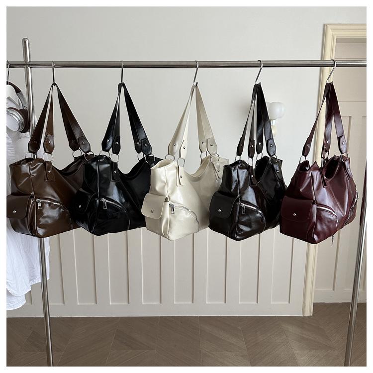 2026 Women's Large Capacity Crossbody Motorcycle Shoulder Bag - Korean Style Niche Handheld Tote.