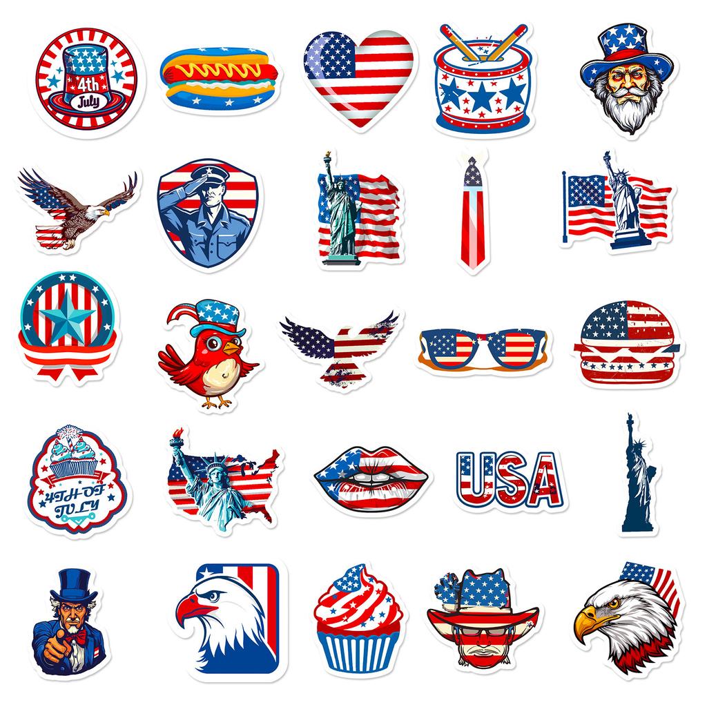 50 Independence Day Stickers Holiday Celebration Graffiti Stickers Diy Luggage Notebook Stickers