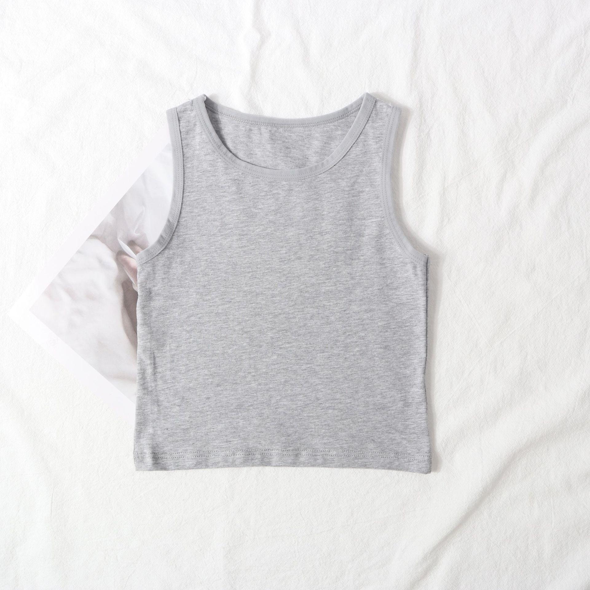 

Летняя детская хлопковая майка: Легкий детский базовый слой для мальчиков и девочек однотонных расцветок. L - Chest 60cm