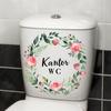 Small Floral with English Lettering Toilet Stickers, Waterproof Removable Self-Adhesive Bathroom Wall Decals