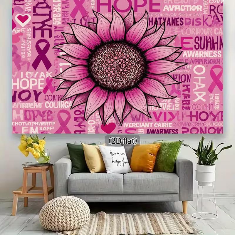 2D Hope & Courage Breast Cancer Awareness Backdrop for Photoshoot & Decoration