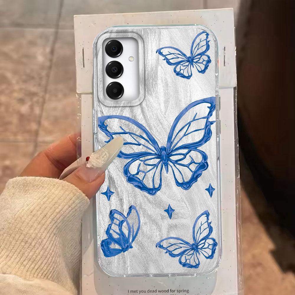 Laser Silver Butterfly Phone Case for Samsung Galaxy A55 A56 A36 A26 A16 A53 A06 A14 A24 A34 A54 A15 A25 A35 A12 A22 A32 Cover